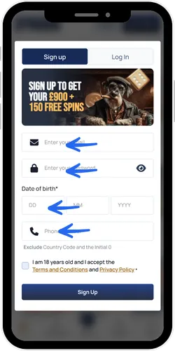Fill in your details at Spindog Casino