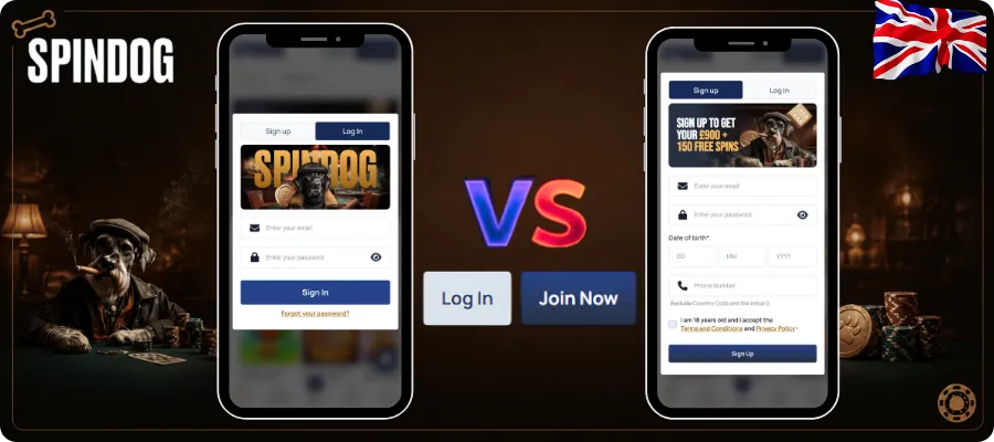 Registration vs Login at Casino Spindog